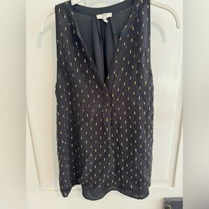 Joie sleeveless top, black and gold, size S.